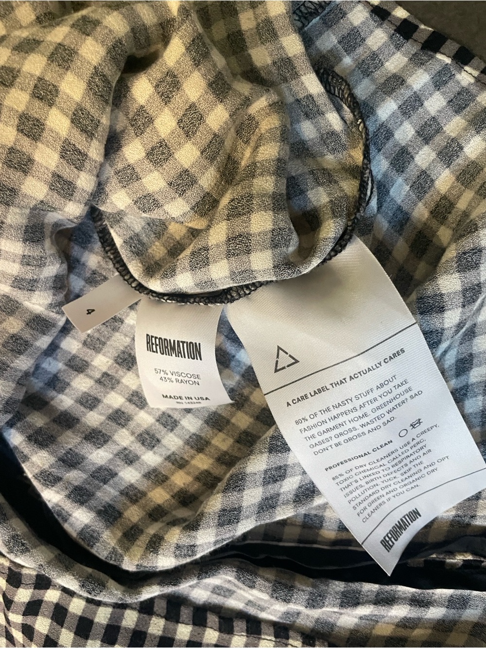 Reformation Lucinda Gingham Mini Dress Black White 4 - Picture 9 of 10